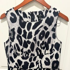 Ann Taylor Leopard Print Sheath Dress Size 6 Cotton Silk Blend Career Midi